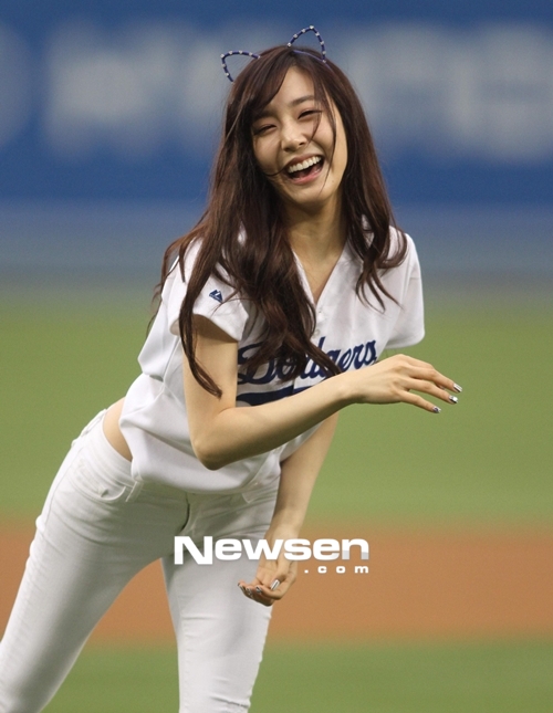 Tiffany Hwang at the Dodgers game.